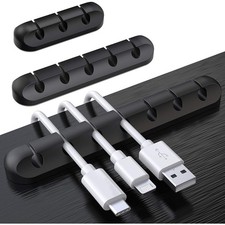 3 Pcs Silicone USB Cable Holder Clips, Self Adhesive - Black | for Desktop picture