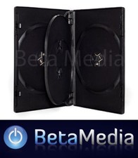 3 x Quad Black 14mm HIGH QUALITY CD / DVD Cover Cases - HOLDS 4 Discs picture