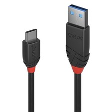LINDY 36915 USB 3.2 Type A to C Cable, 10Gbps, Black Line, 0.5m picture