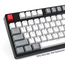 White Gray Retro PBT Doubleshot Keycaps Set OEM Profile for Cherry MX Keyboards picture