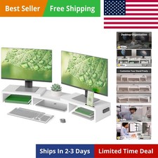 Dual Monitor Stand Riser, Adjustable Length & Swivel Angle, Ergonomic Wooden ... picture