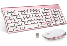 FENIFOX Wireless Keyboard & Mouse Ergonomic Rechargeable Silent Quiet Slim PINK picture