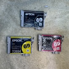 NEW Epson 69 T069520 Color Inkjet 3 Pack -Black, Magenta, Yellow - STILL SEALED picture