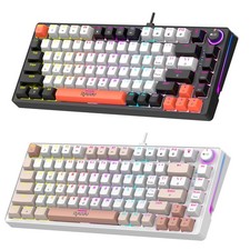 83-Key Mechanical Gaming Keyboard RGB Backlit Compact Wired with Volume Knob picture