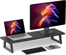 31.5 Inch Dual Monitor Riser, Long Black Monitor Stand Riser Wide TV Stand Riser picture