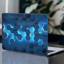 Laptop Sticker with Luminous Blue Hexagon Pattern | Crop 12/13/14/15.6 inch picture