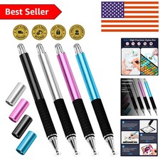 2-in-1 Capacitive Stylus Pen 4 Pack – Precision Disc and Fiber Tips for Touch... picture