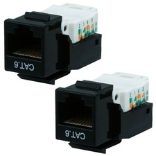 2 Pcs Cat6 RJ45 Tool Less Keystone Jack for Solid Ethernet Network Cables Black picture