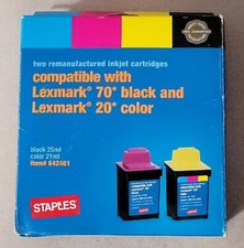 2PK COMPATIBLE Lexmark #70 Black, #20 Color Ink Cartridges SEALED picture