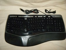 Very Nice Microsoft Natural Ergonomic 4000 v1.0 USB Wired Keyboard with Ear Buds picture