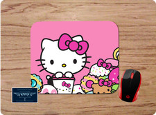 HELLO KITTY COFFEE & DONUTS CUSTOM DESK MAT MOUSE PAD OFFICE GIFT HOME SCHOOL picture