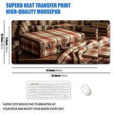 1pc XXL Oversized Vintage Plaid Suitcase Mousepad, Nostalgic British Retro Old picture