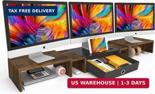 WESTREE Triple Dual Monitor Stand Riser with Drawer,Extra Large Adjustable for 2 picture