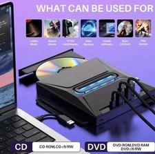 New 8-in-1 Luminous External CD DVD Drive USB 3.0 Type-C Portable Burner Player picture