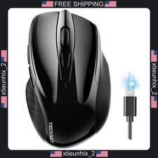 Wireless Mouse Bluetooth & USB-A Connection, Rechargeable, Silent, Black picture