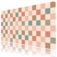 Boho Rainbow Colorful Checkered Desk Pad for Keyboard Desk Mat 31.5x15.7 inch picture