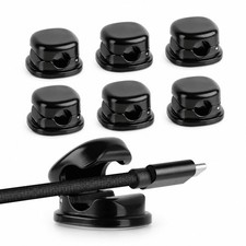 7mm Spring Cable Holder Clips, 6 Pack Desk Cord Organizer, Black picture