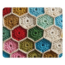 Crochet Hexagon Pattern Mouse Pad | Colorful Granny Square Style picture