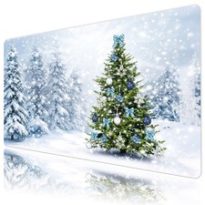 Pine Green Christmas Tree Winter Forest Mat for Keyboard and Mouse Desk Pad picture