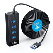 10FT 4‑Port USB 3.0 Hub Long Cable, 5Gbps High Speed USB Extender with USB‑C ... picture