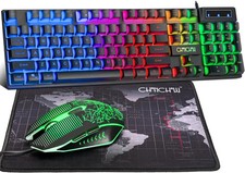 Gaming Keyboard and Mouse LED Backlit USB Wired 104 Key 3600DPI With Mousepad... picture
