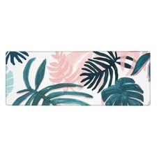 Pink Tropical Palm Tree Leaves Pad Large Gaming Mousepad Non-Slip Base Keyboa... picture