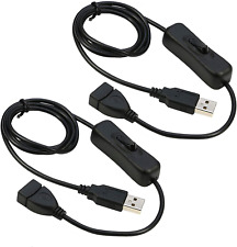 USB Extension Cable 2Pcs with On/Off Switch USB Male to Female Cable Support (Da picture