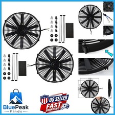 MuHize 14 Inch Electric Radiator Cooling Fan 12V 80W Push/Pull 2 Pack picture