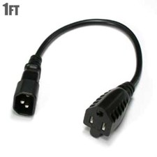1FT IEC320 C14 to NEMA 5-15P 125V AC 10A 10 Amp Monitor PC Power Cord Cable  picture