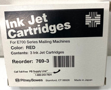 PITNEY BOWES RED 769-3 INK CARTRIDGE FOR E700 FACTORY SEALED (3) GENUINE OEM picture