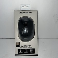 BROOKSTONE Wireless Ergonomic PC Mouse Computer Tablet Battery Operated/Black picture