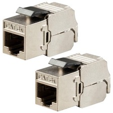2x Cat6A RJ45 Slim Keystone Jack LAN Network 180 Degree Die Cast Shielded Module picture