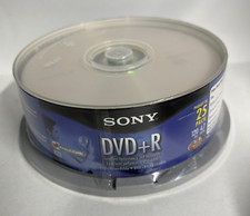 SONY DVD+R Spindle 25 Pack Blank Media Discs 8X 4.7GB 120 Min BRAND NEW SEALED picture