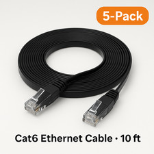 CableGeeker Cat6 Ethernet Cable 5-Pack – 10ft Each – High Speed LAN – NEW  picture