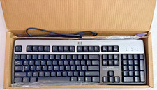 Genuine HP 9109 WIN(DOM) PS/2 Wired Keyboard 382641-001 (Black & Silver) - NEW picture
