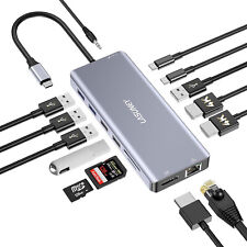 LASUNEY USB USB C HUB Laptop Docking Station 3 Monitor 14 in 1 Multi 2 HDMI picture