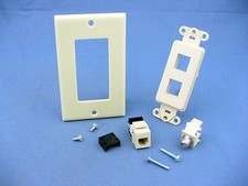 Leviton Ivory Decora Quickport CATV Cable & Phone Jack Wallplate F-Type 41658-I picture