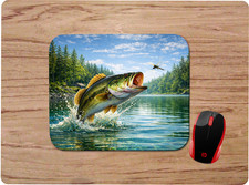 LARGE MOUTH BASS CUSTOM NEOPRENE NON-SLIP SOFT MOUSE PAD USA SHIP FISHING picture