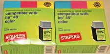 2x Staples Brand Non-Oem Compatible with hp 49 Color Ink Cartridges 503759 350c  picture