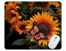 Sunflower Butterfly Computer Non Slip Custom Mouse Pad Handmade  picture