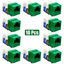 10 Pcs Cat6 RJ45 Network LAN Ethernet Keystone Jack 110 Punch Down Snap-In Green picture