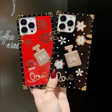Diamond Bow Perfume Girl Boxy Trunk Case For 11 12 14 15 13 16 17 Pro Max 16E picture