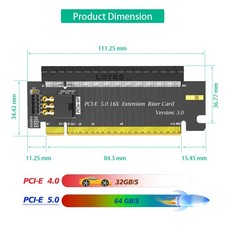 High Speed PCI Express 5.0 X16 to X16 Slot Converter Adapter Riser Card picture