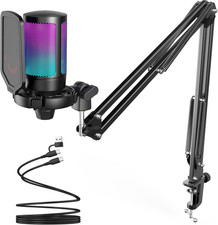 Gaming PC USB Microphone, Podcast Condenser Mic with Boom Arm, Pop picture