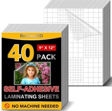 40 PCS Self-Adhesive Laminating Sheets, 9 x 12 Inches Clear Laminating Sheets No picture