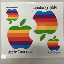 1980-90’s Apple Computer Stickers Rainbow Decals Complete Sheet Vintage NOS picture