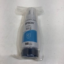 Epson 512 Cyan Ink Bottle Ecotank 70 ML Exp: 02/2027 Genuine - NEW/SEALED picture