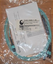24-Fiber OM4 MTP Male to 3 MTP  Male Fiber Optic Fanout Cable Aqua Jacket 2M NEW picture