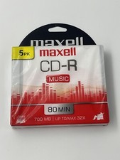Maxell CD-R Music 5 Pack 74 MIN Audio Recording 80 Minute up to 32X CD ROM picture