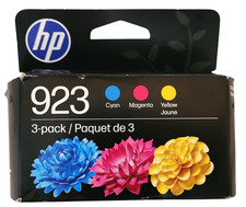 HP 923 Cyan Magenta Yellow 3 Pack Ink Cartridge Exp: 04-2028 picture